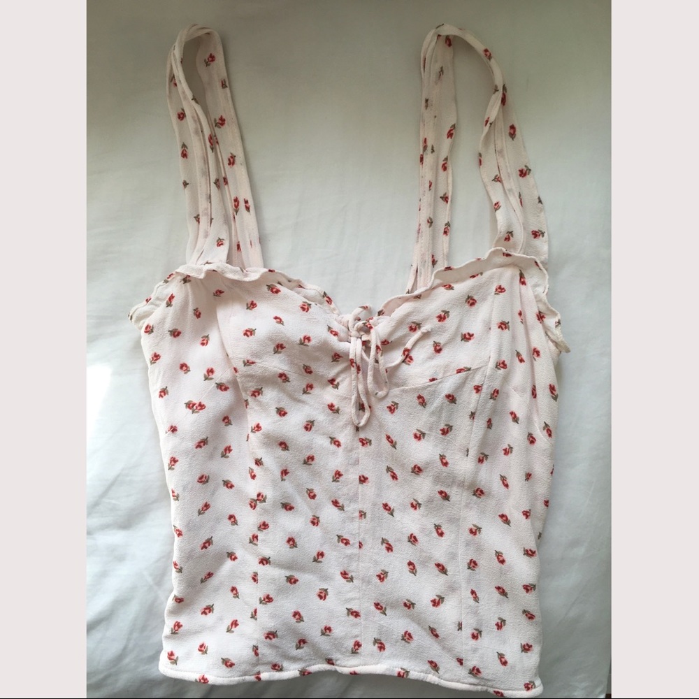 Reformation pink floral tank top size small